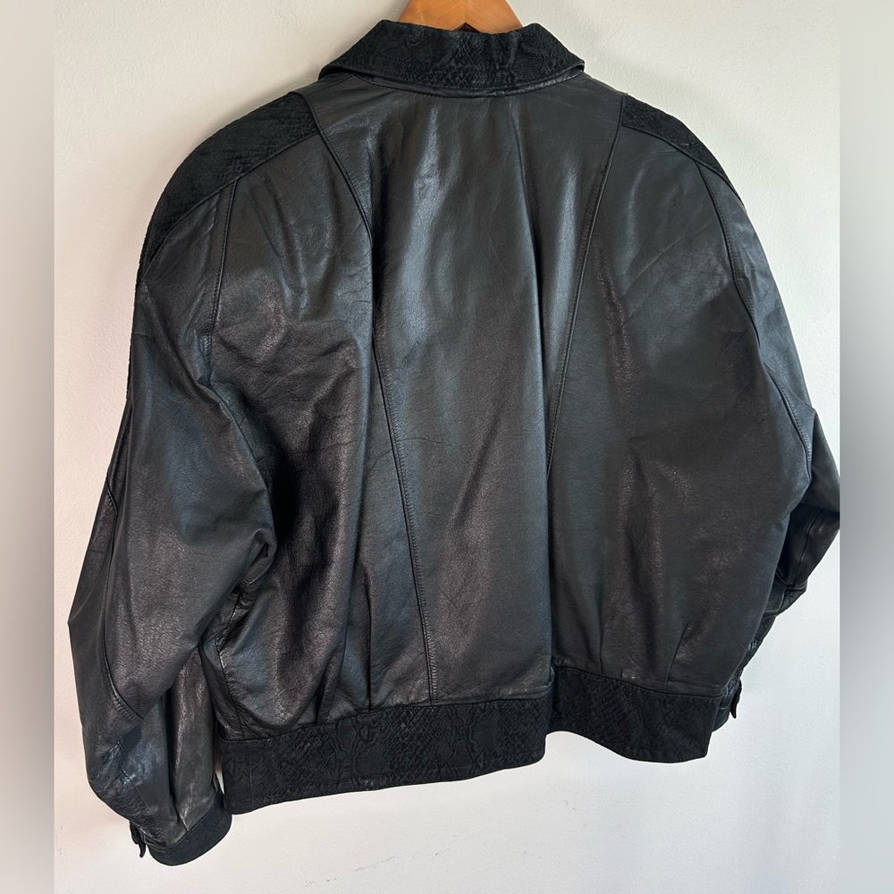 Pelle Cuir Women’s Leather Jacket M Snakeskin-textured Collar Cuffs EUC Vintage - Picture 11 of 13